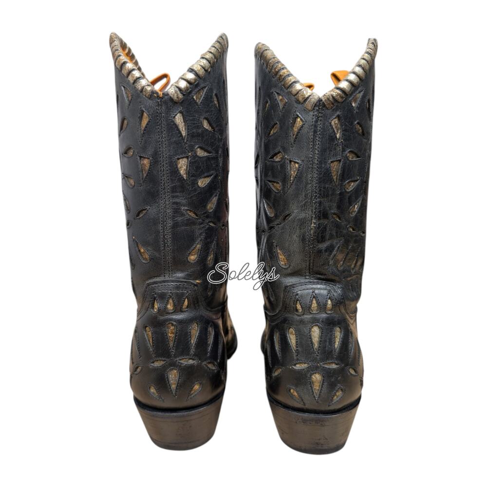 Old Gringo Tino Tino Inlay Cutout Mid-Calf Pointed Toe Western Bootie Womens 7.5 - Picture 4 of 10